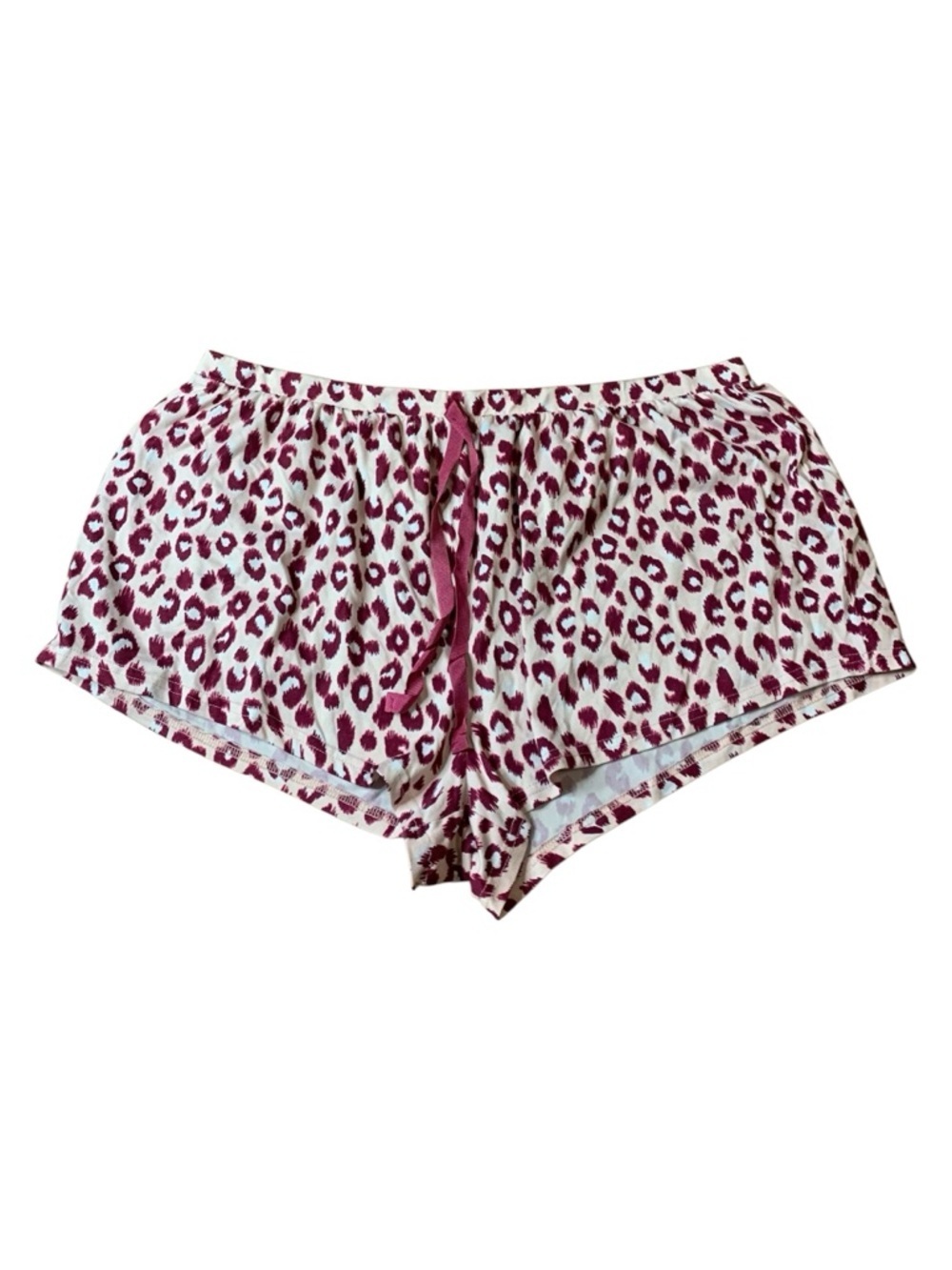 Bebe Sleepwear 3X Leopard Print Pajama Shorts Pink/Maroon Plus Size